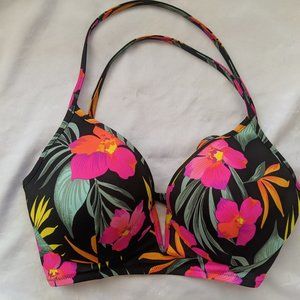 NWOT Shade & Shore Flower Print Bikini Top - 34DD